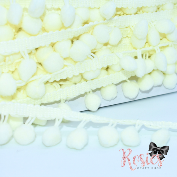 20mm Cream Pink Pom Pom Trim ✂️