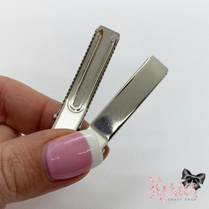 45mm Silver Solid Double Prong Alligator Hair Clips With Teeth 4.5cm
