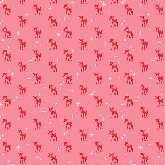 Mini Reindeer Pink - Cozy Christmas by Riley Blake - 100% Cotton Fabric - Rosie's Craft Shop Ltd