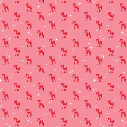 Mini Reindeer Pink - Cozy Christmas by Riley Blake - 100% Cotton Fabric - Rosie's Craft Shop Ltd