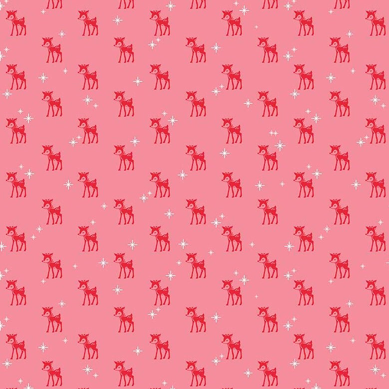Mini Pink & Red Reindeer Designer Fabric Felt - Rosie's Craft Shop Ltd