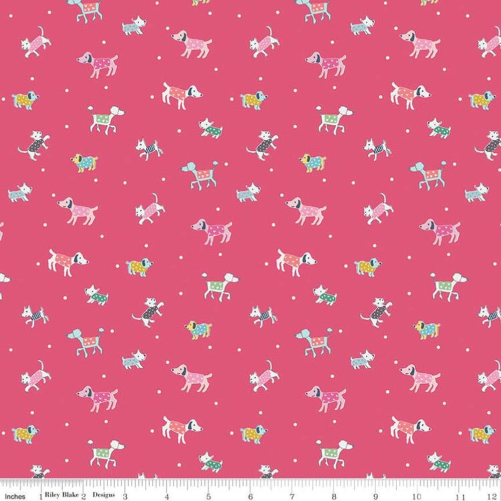 Dog Walk in Pink - Moments - Riley Blake Cotton Fabric ✂️ £9 pm *SALE*