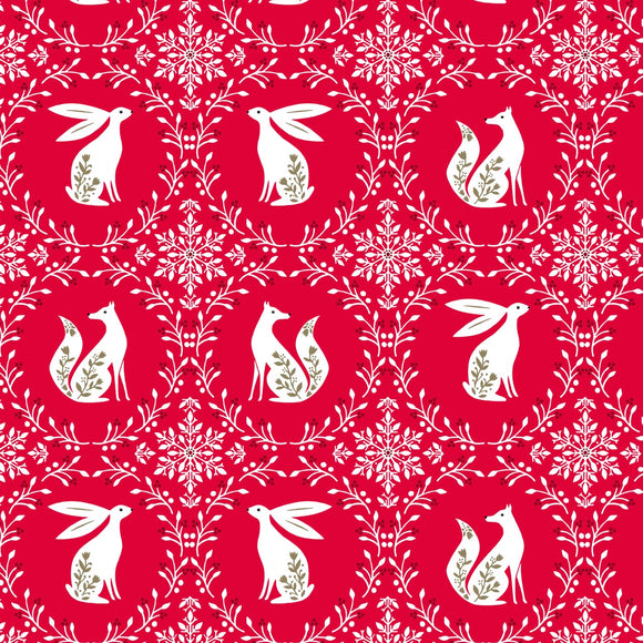 Animal Wreaths Metallic Red - Starlit Hollow - Dashwood Studio Cotton Fabric ✂️