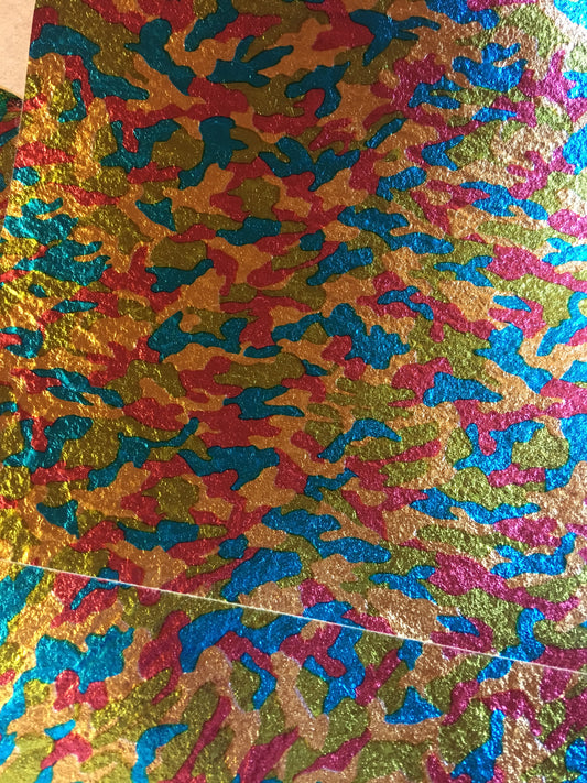 Multicoloured Camo Effect Metallic Felt