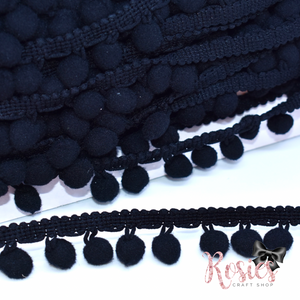 20mm Black Pink Pom Pom Trim ✂️