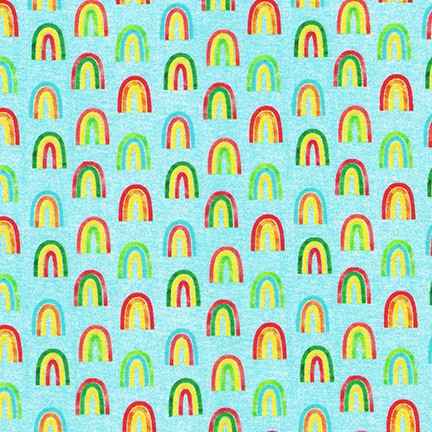 Blue Rainbows - Chilli Smiles - Robert Kaufman Cotton Fabric ✂️ £13 pm