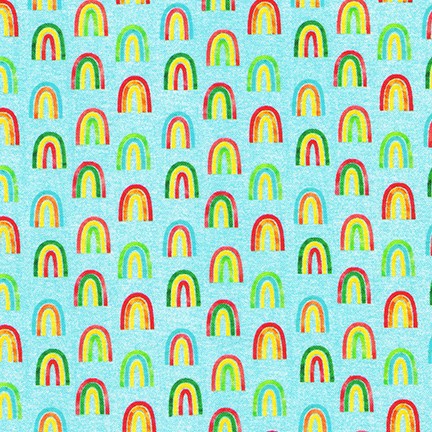 Blue Rainbows - Chilli Smiles - Robert Kaufman Cotton Fabric ✂️ £13 pm