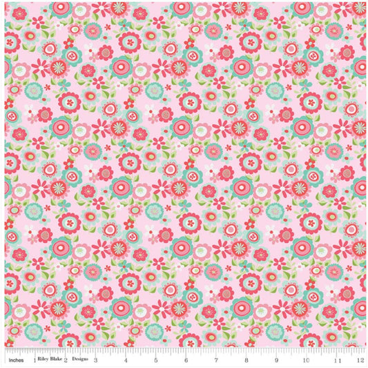 Pink Floral - Butterflies & Berries By Riley Blake - 100% Cotton Fabric - Rosie's Craft Shop Ltd