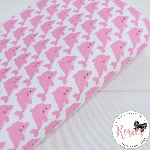Pink Whales on White Designer Fabric Felt - Rosie's Craft Shop Ltd