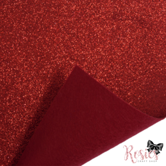 Red Fine Glitter Acrylic Felt Fabric - Rosie's Craft Shop Ltd