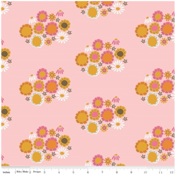 Pink Guinevere Flowers - Guinevere by Riley Blake - 100% Cotton Fabric - Rosie's Craft Shop Ltd