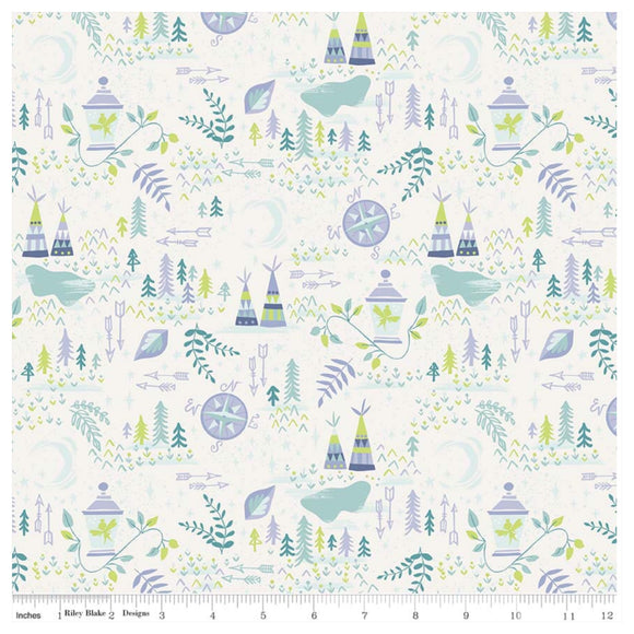 Neverland Lantern in Cream By Riley Blake - 100% Cotton Fabric - Rosie's Craft Shop Ltd