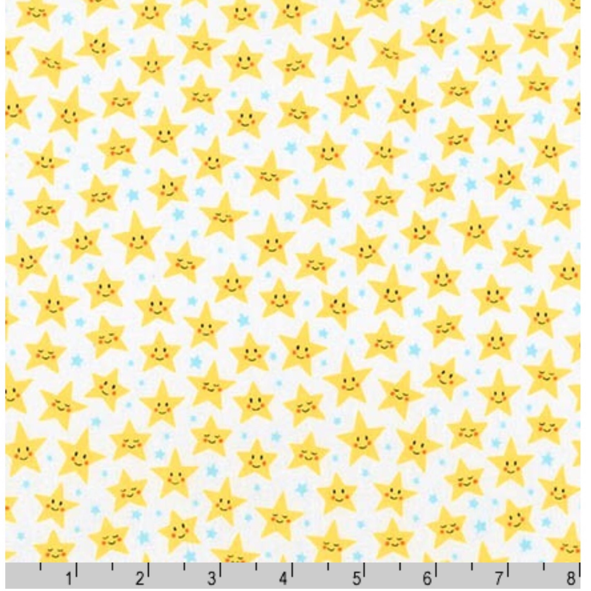 Smiling Happy Stars White - Daydreamer By Robert Kaufman - 100% Cotton Fabric - Rosie's Craft Shop Ltd
