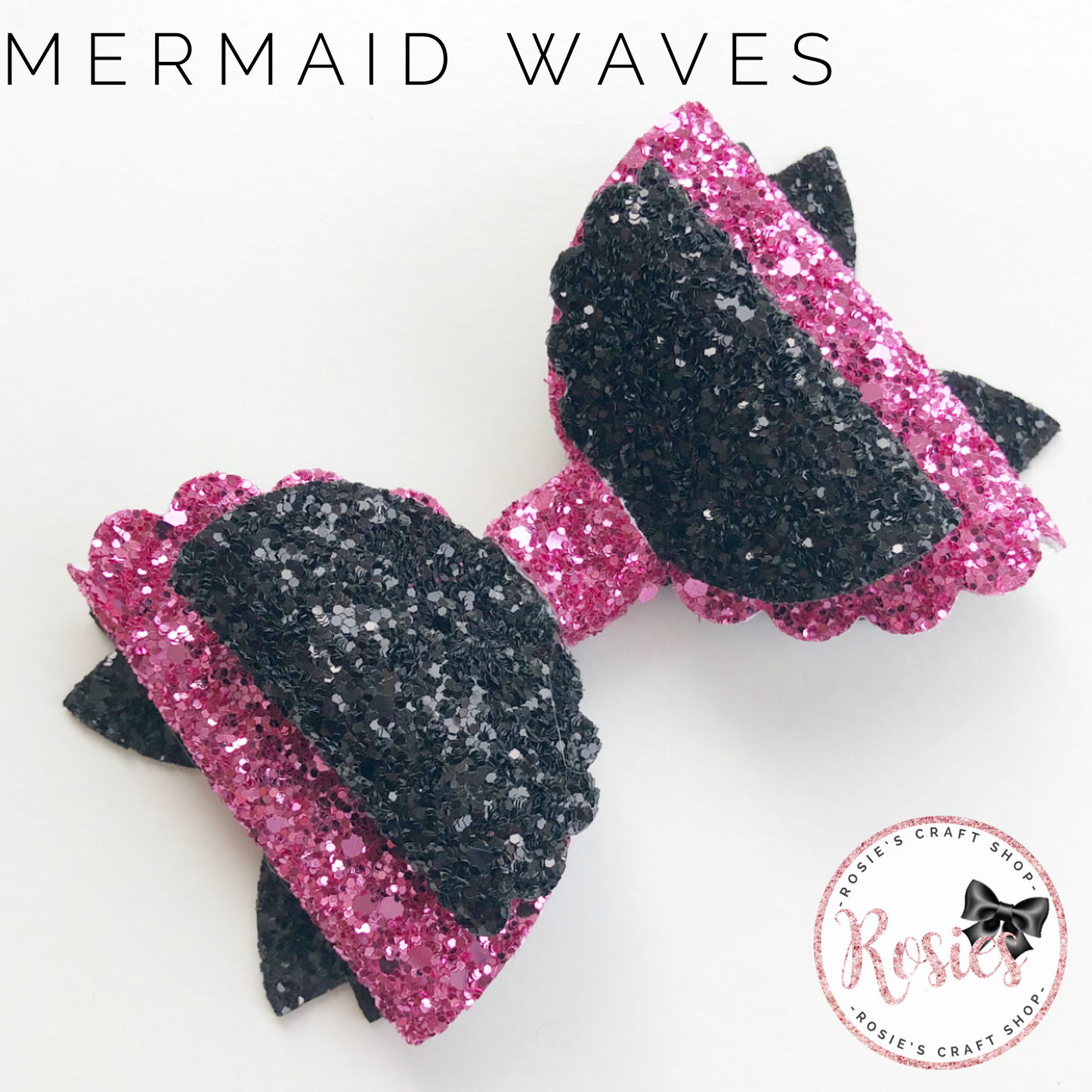 Mermaid Waves Bow 5" / 12.5cm - Die or Template - Rosie's Craft Shop Ltd
