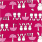 Bunnies & Toadstools on Hot Pink 100% Cotton Fabric - Rosie's Craft Shop Ltd