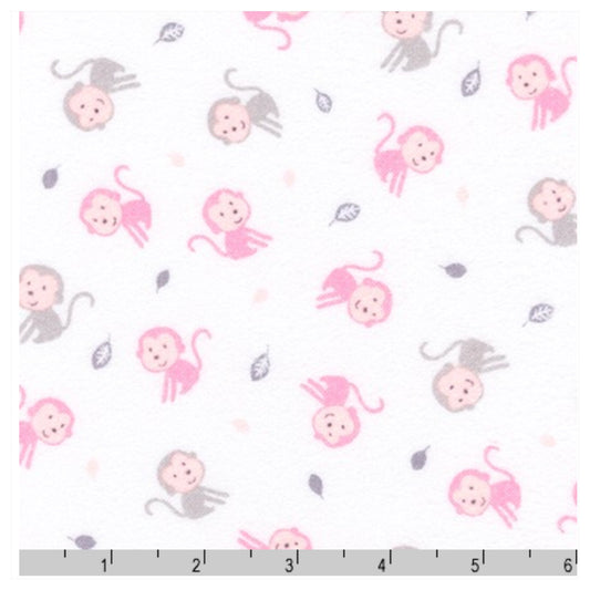 White Monkey - Monkey Hangout By Robert Kaufman - 100% Cotton Flannel Fabric - Rosie's Craft Shop Ltd