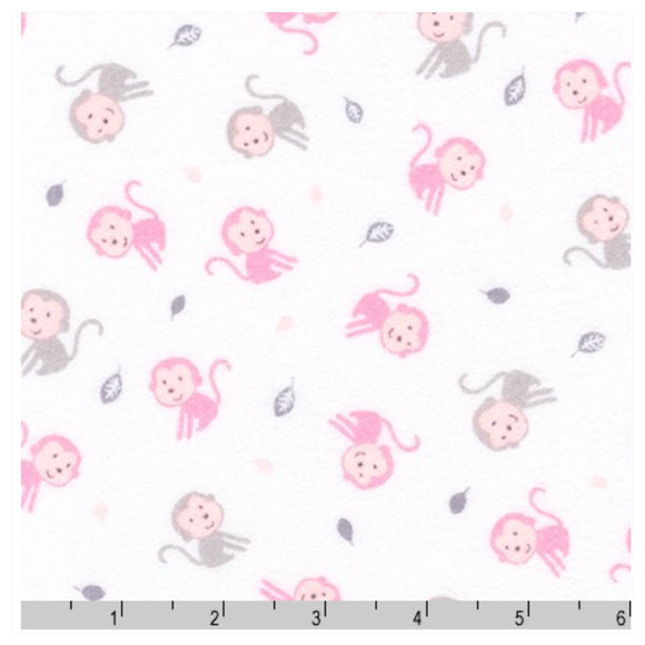 White Monkey - Monkey Hangout By Robert Kaufman - 100% Cotton Flannel Fabric - Rosie's Craft Shop Ltd