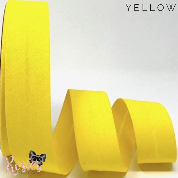 30mm Yellow Plain Polycotton Bias Binding - Rosie's Craft Shop Ltd