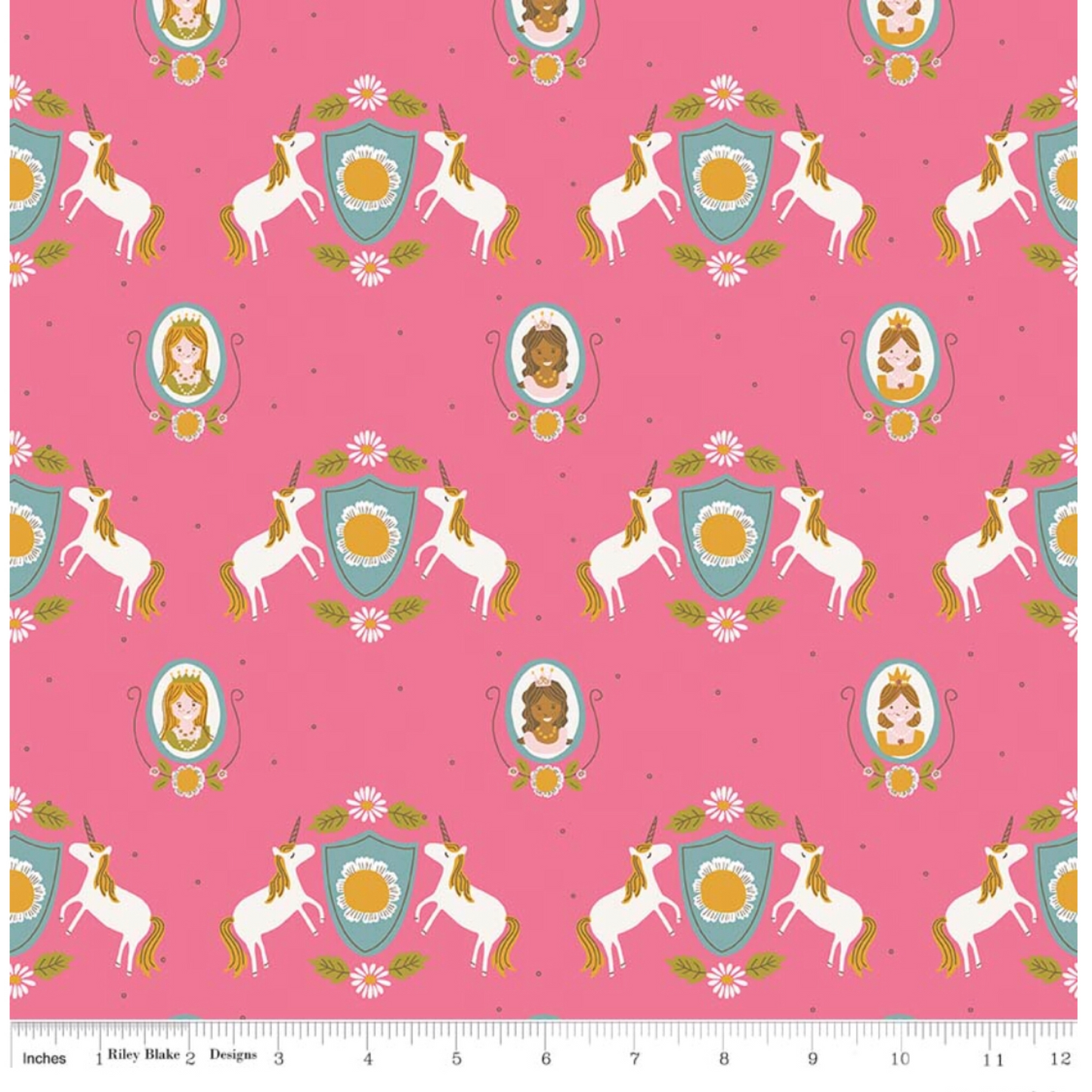 Hot Pink Guinevere Main Unicorns - Guinevere by Riley Blake - 100% Cotton Fabric - Rosie's Craft Shop Ltd