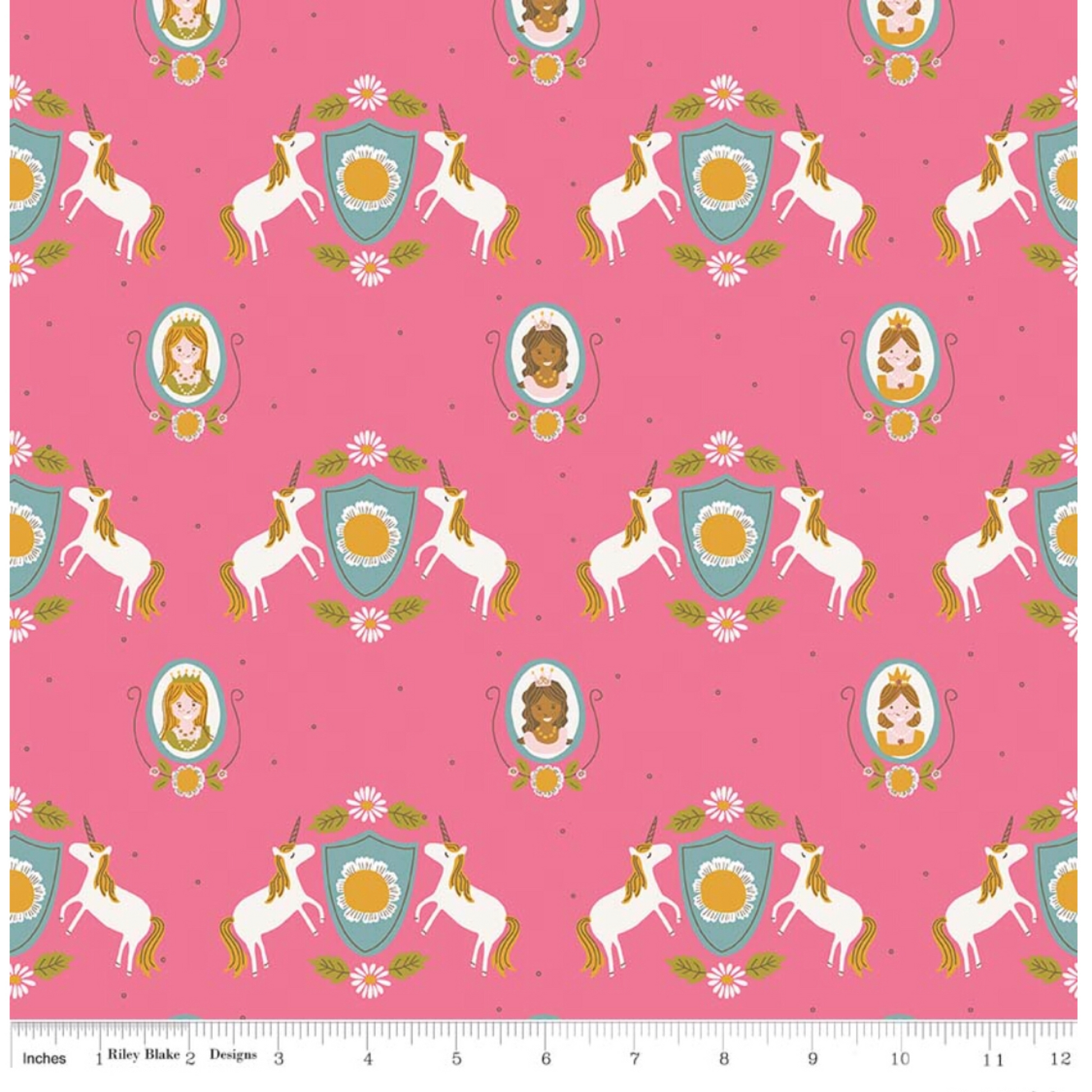 Hot Pink Guinevere Main Unicorns - Guinevere by Riley Blake - 100% Cotton Fabric - Rosie's Craft Shop Ltd