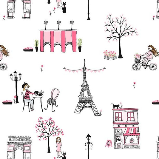 White Mon Amour - Paris Valentine by Michael Miller Cotton Fabric ✂️ £13 pm