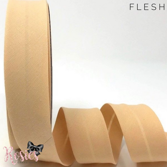 30mm Flesh Plain Polycotton Bias Binding - Rosie's Craft Shop Ltd