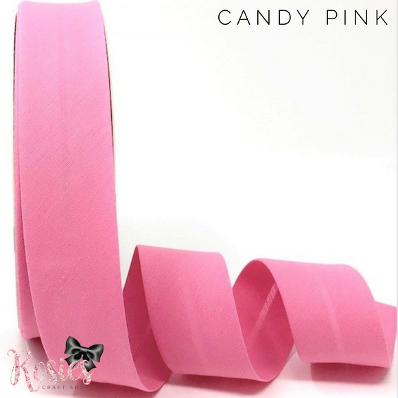 30mm Candy Pink Plain Polycotton Bias Binding - Rosie's Craft Shop Ltd