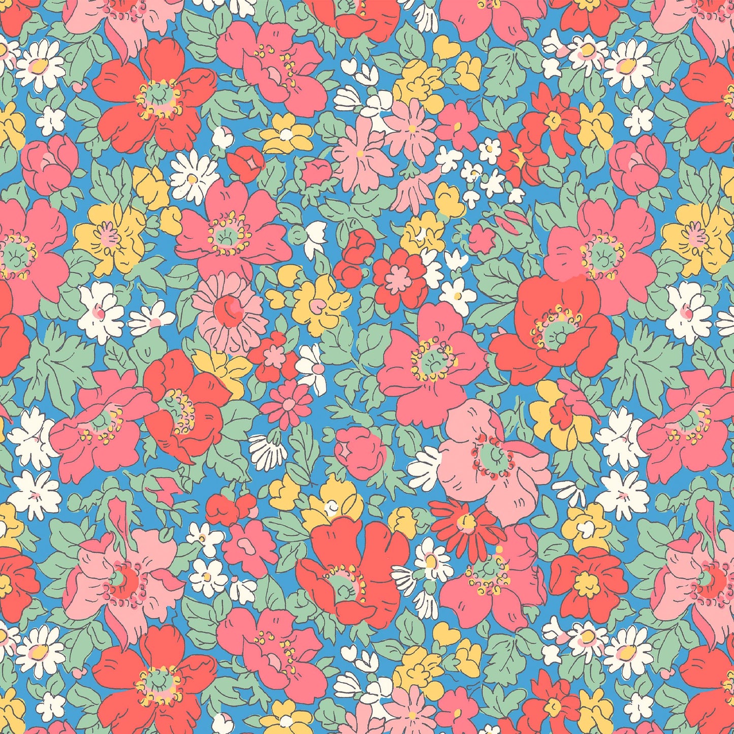 Cosmos Flower Red & Pink - The Flower Show Midsummer Collection - Liberty Cotton Fabric ✂️ £10 pm *SALE*