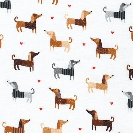 Dogs and Hearts - Whiskers and Tails - Robert Kaufman Cotton Fabric ✂️ £13 pm