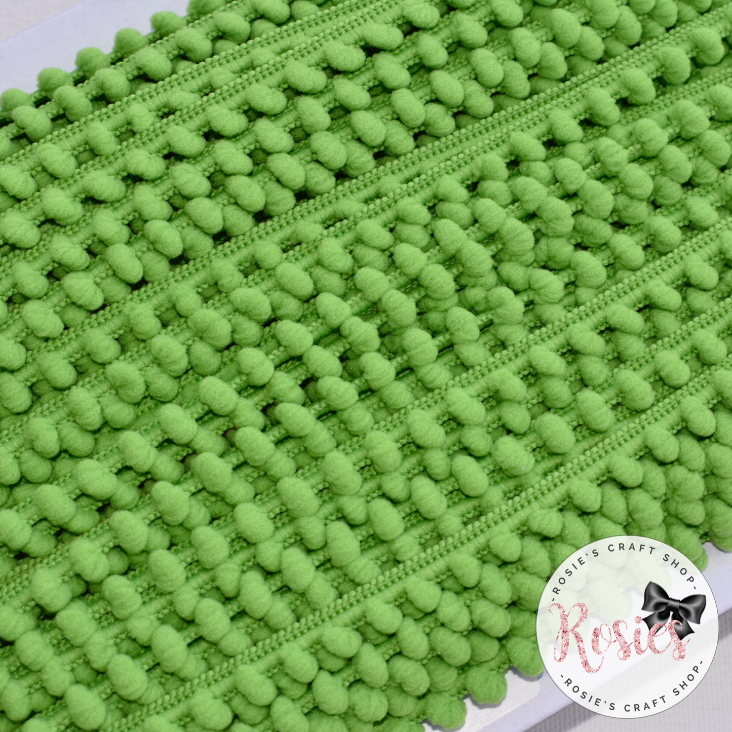 Apple Green Mini Pom Pom Trim - Rosie's Craft Shop Ltd