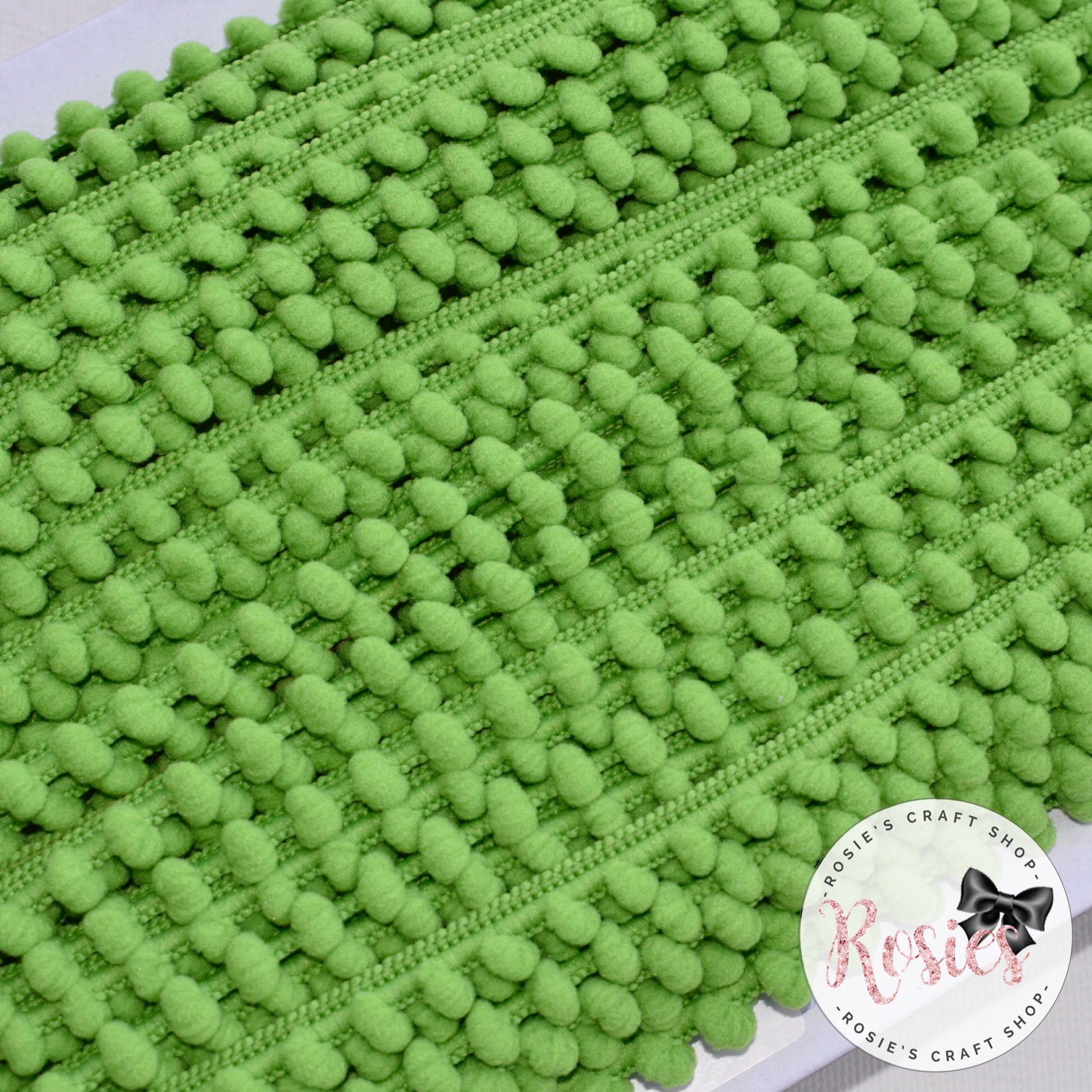 Apple Green Mini Pom Pom Trim - Rosie's Craft Shop Ltd