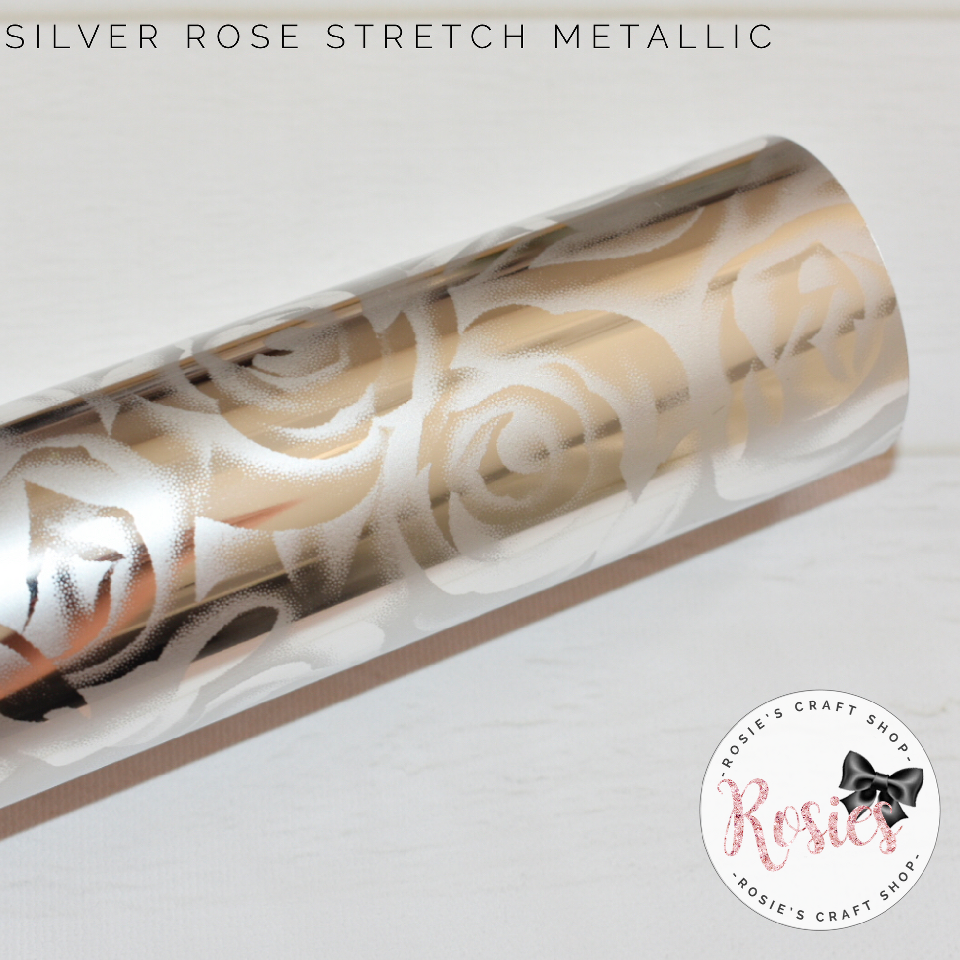 Silver Rose Metallic Stretch Iron On Vinyl HTV - Rosie's Craft Shop Ltd