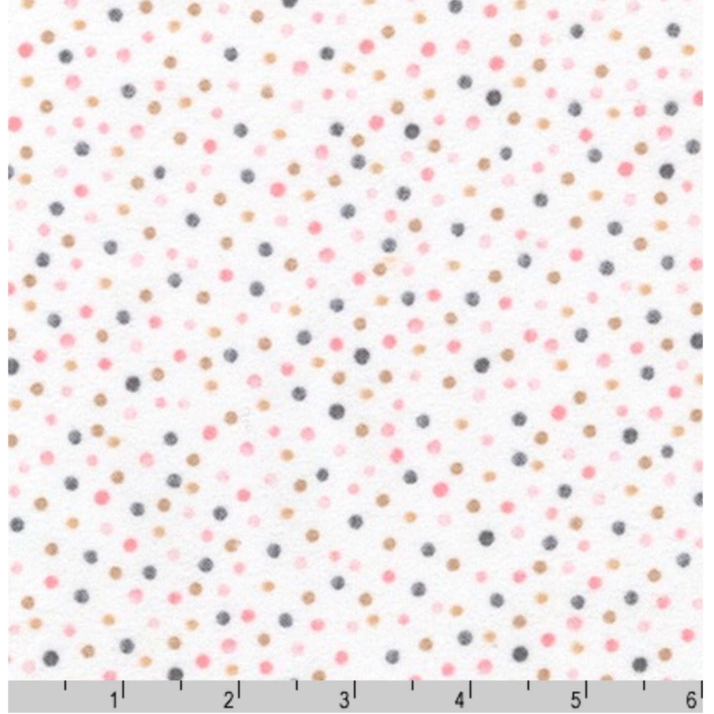 Multi Coloured Dots Tan - Cuddly Kittens By Robert Kaufman - 100% Cotton Flannel Fabric - Rosie's Craft Shop Ltd