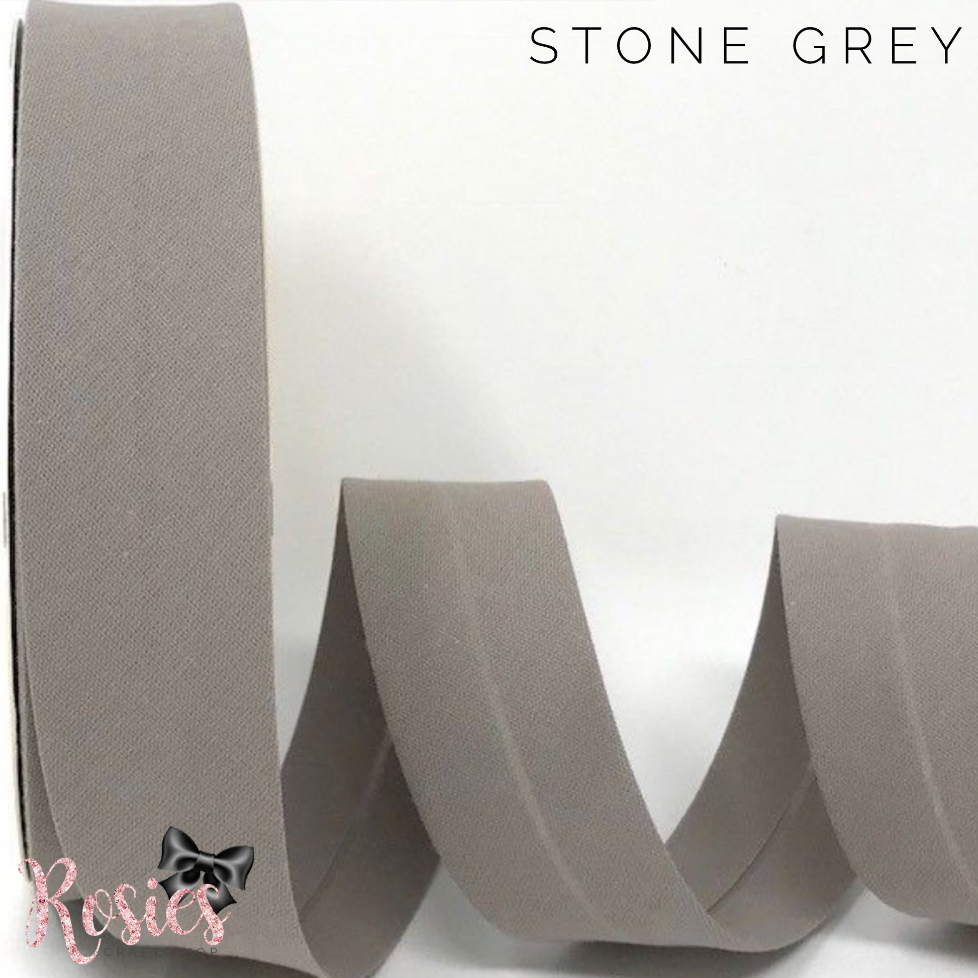 30mm Stone Grey Plain Polycotton Bias Binding - Rosie's Craft Shop Ltd