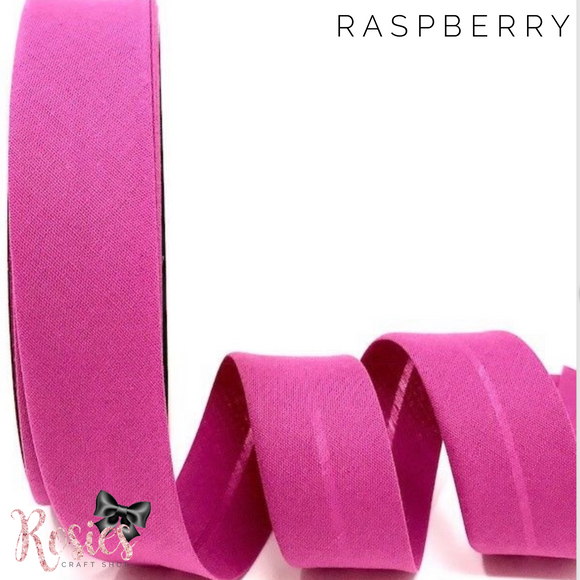 30mm Raspberry Plain Polycotton Bias Binding - Rosie's Craft Shop Ltd