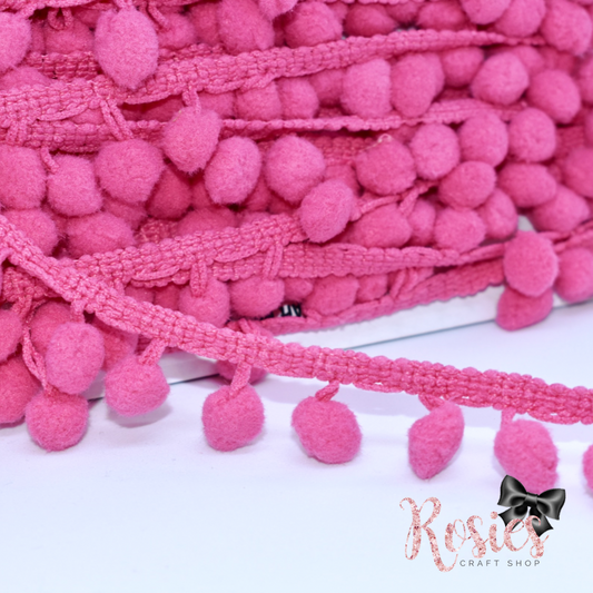 20mm Dusty Pink Pink Pom Pom Trim ✂️