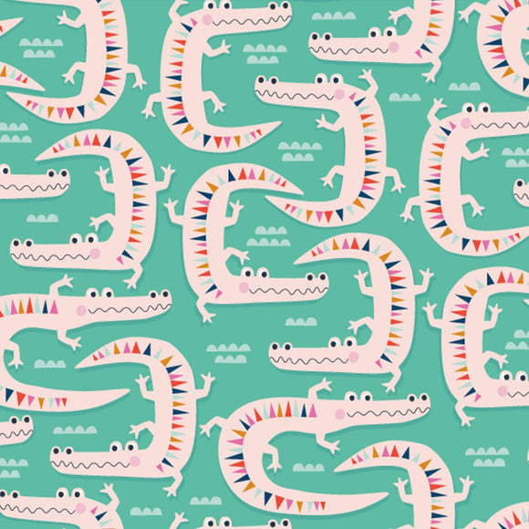 Crocodiles on Green - Dandelion Jungle - Dashwood Studio Cotton Fabric ✂️