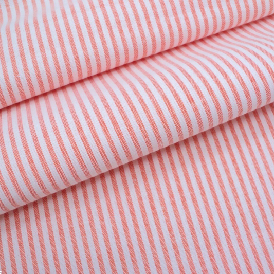 3mm Orange Chambray Candy Stripe Cotton Fabric - Rosie's Craft Shop Ltd