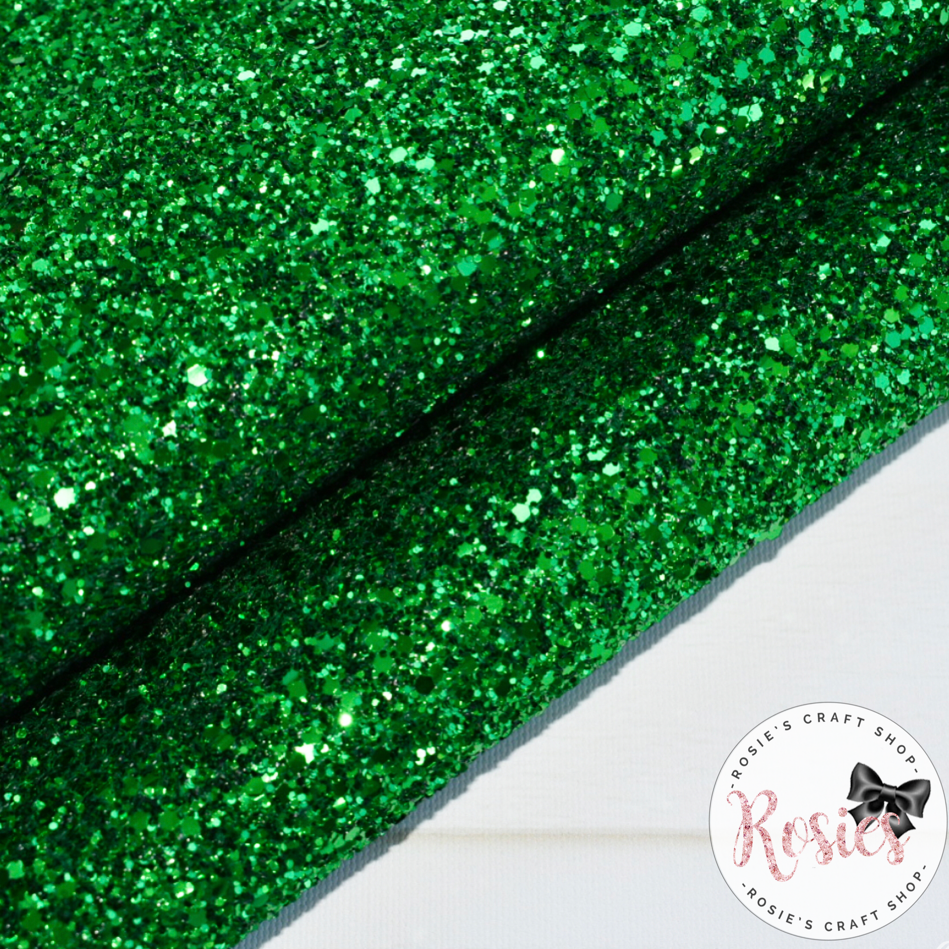 Emerald Green Chunky Glitter Fabric - Luxury Core Collection - Rosie's Craft Shop Ltd