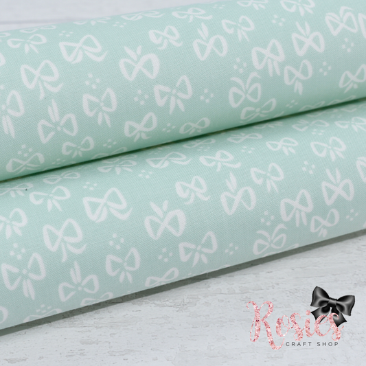 Mint Green Ditsy Bows Designer Fabric Felt