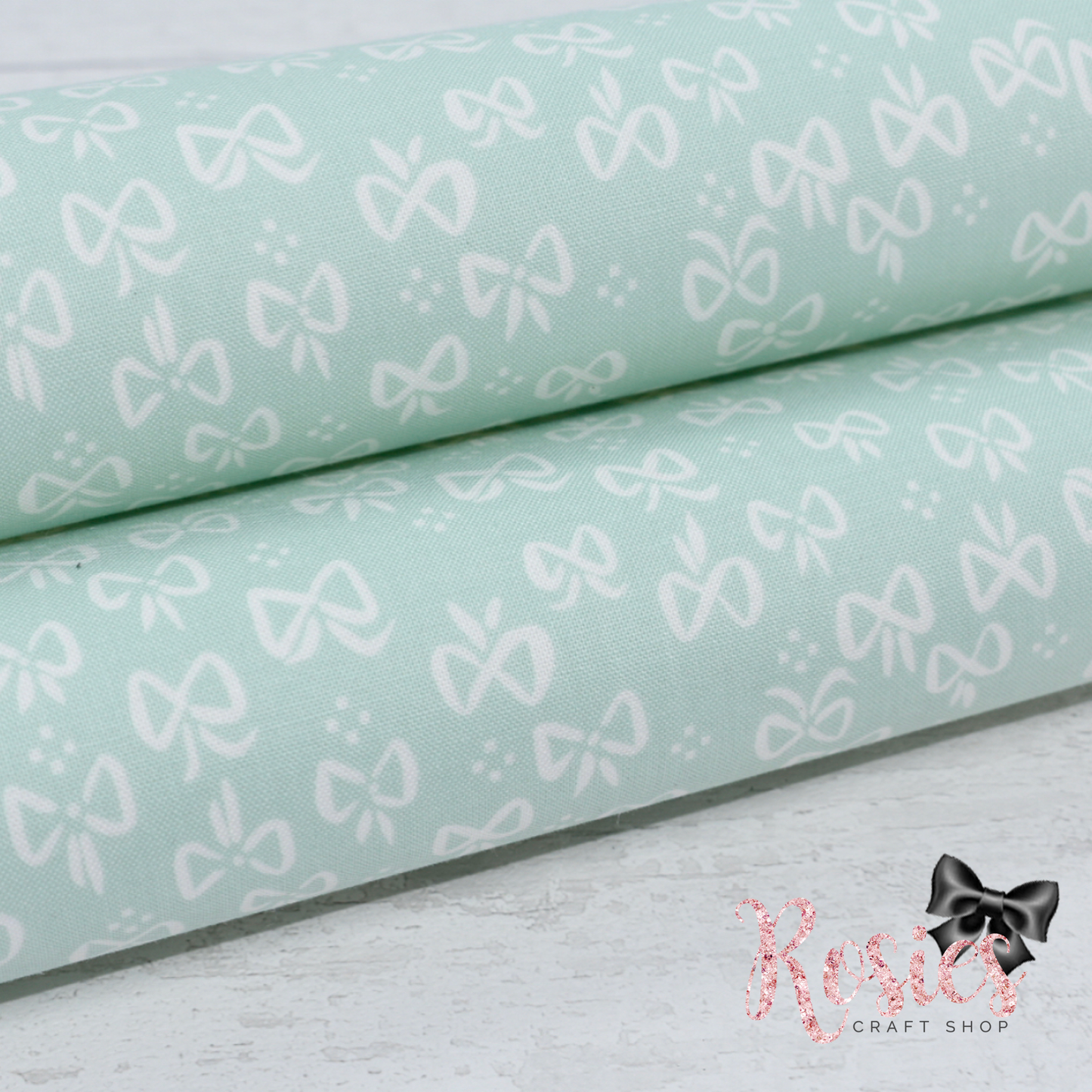 Mint Green Ditsy Bows Designer Fabric Felt