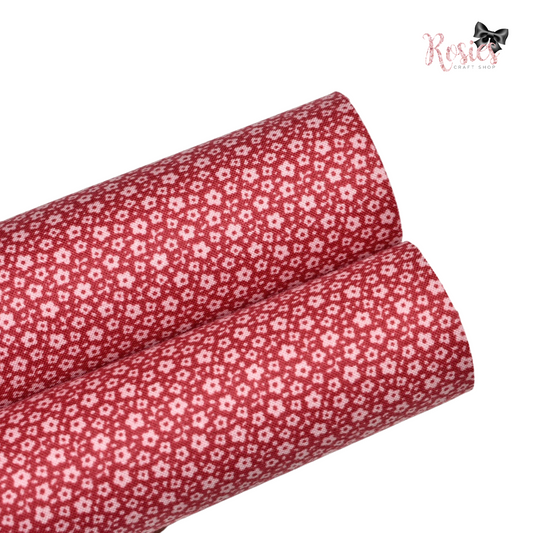 Red and White Floral Tilda Designer Fabric Felt