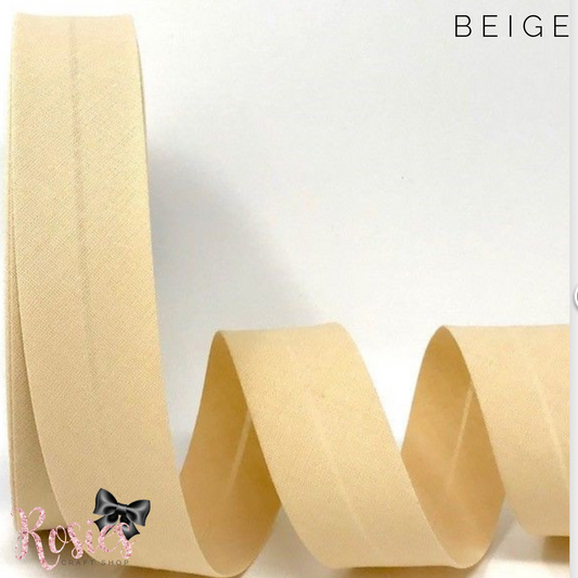 30mm Beige Plain Polycotton Bias Binding - Rosie's Craft Shop Ltd