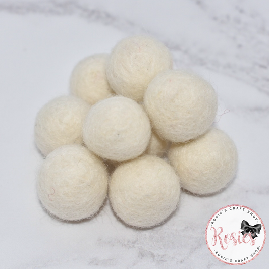 White 100% Wool Felt Ball