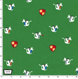 Green Dragons and Shields by Michael Miller - 100% Cotton Fabric - Rosie's Craft Shop Ltd