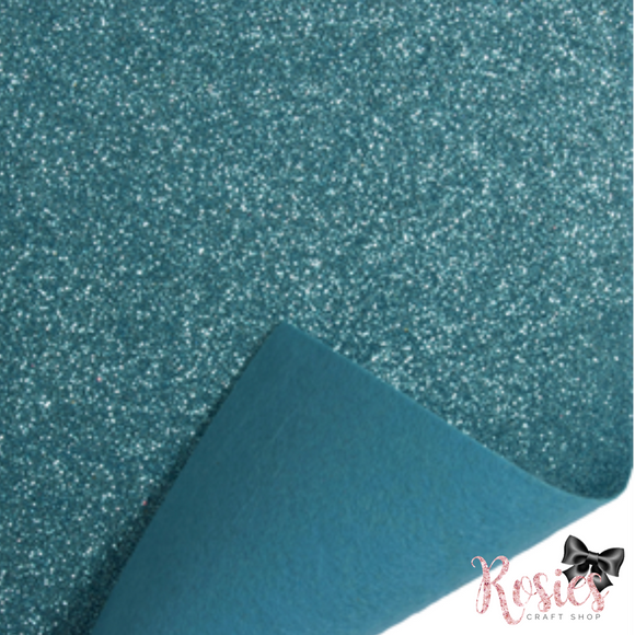Ocean Blue Fine Glitter Acrylic Felt Fabric - Rosie's Craft Shop Ltd