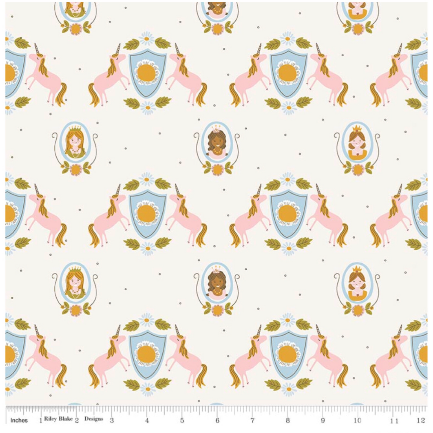 Cream Guinevere Main Unicorns - Guinevere by Riley Blake - 100% Cotton Fabric - Rosie's Craft Shop Ltd