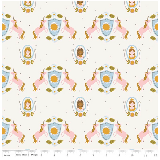 Cream Guinevere Main Unicorns - Guinevere by Riley Blake - 100% Cotton Fabric - Rosie's Craft Shop Ltd