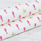 Seahorses and Starfish White with Pink and Metallic Gold Designer Fabric Felt