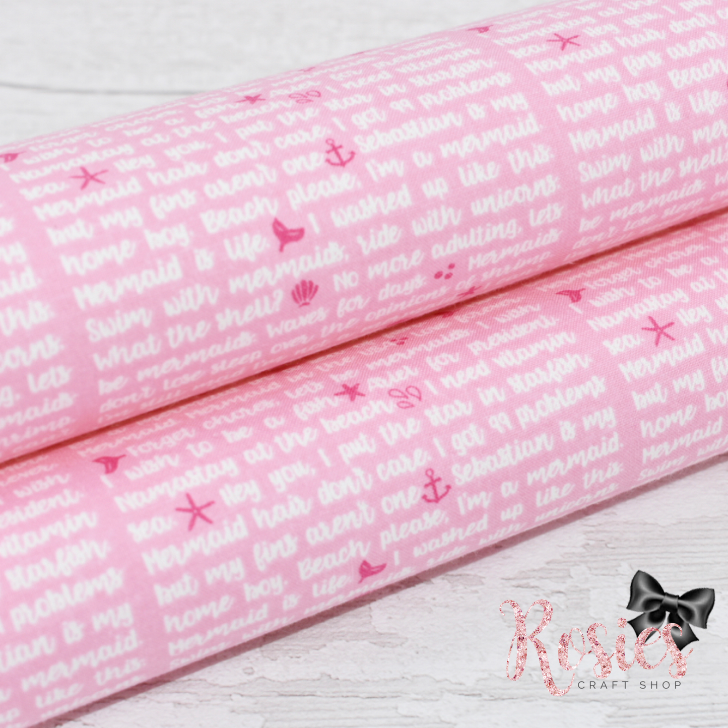 Mermaid Verse Pink with White Designer Fabric Felt